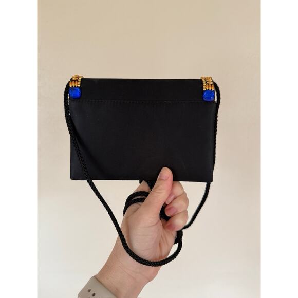 Vintage 1980s Glam Art Deco Witchy Beaded Structured Evening Purse Crossbody Bag - Picture 5 of 7